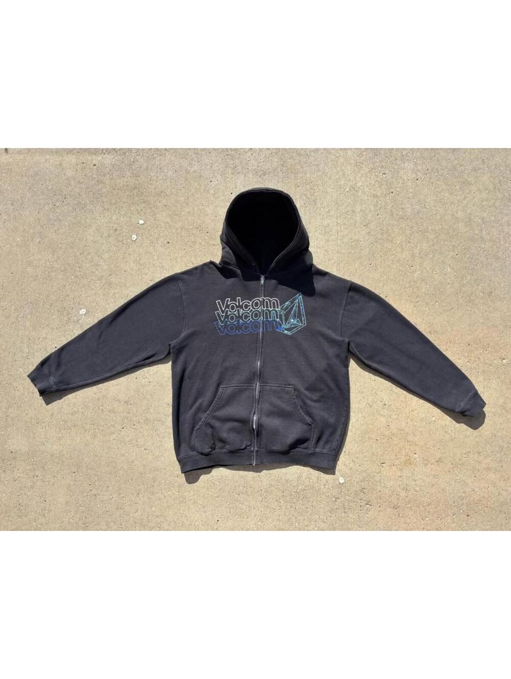 Volcom Men's Black Zip-Up Hoodie Size Large